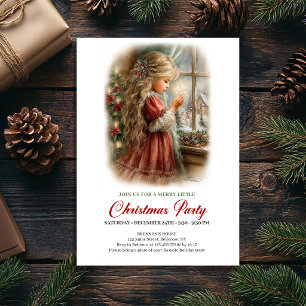 Christmas Eve Invitation Cute Girl Christmas Scene