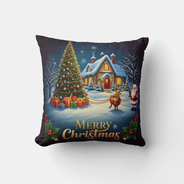 Christmas Eve Magic Throw Pillow (Front)