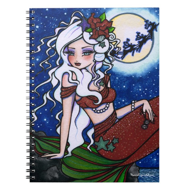 Christmas Eve Mermaid Fantasy Art by Hannah Lynn Notebook (Front)