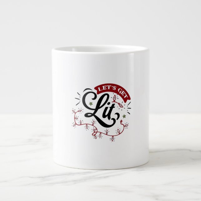 Christmas Eve Merry Christmas - Let's Get Lit  Large Coffee Mug (Front)