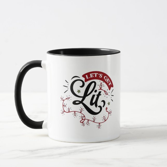 Christmas Eve Merry Christmas - Let's Get Lit  Mug (Left)