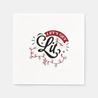 Christmas Eve Merry Christmas - Let's Get Lit  Napkin