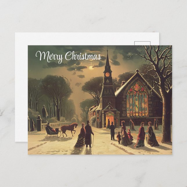 Christmas Eve Painting | Holiday Postcard (Front/Back)