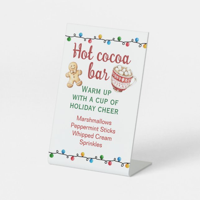 Christmas Eve Pajama Party Hot Cocoa Bar  Pedestal Sign (Front)