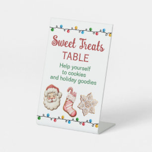 Christmas Eve Pajama Party Sweet Treats Bar Pedestal Sign