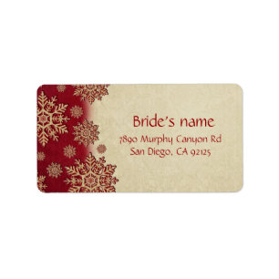 Christmas Eve Red Snowflakes Address Label