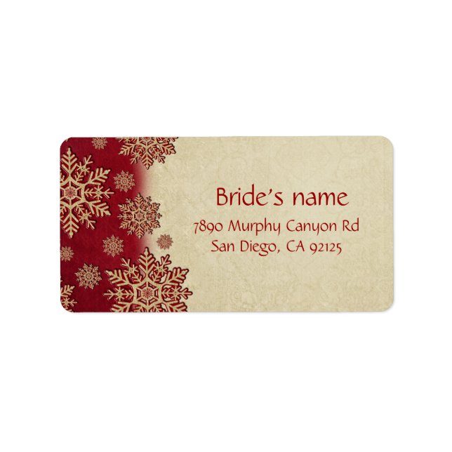 Christmas Eve Red Snowflakes Address Label (Front)
