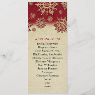Christmas Eve Red Snowflakes Menu Mariage
