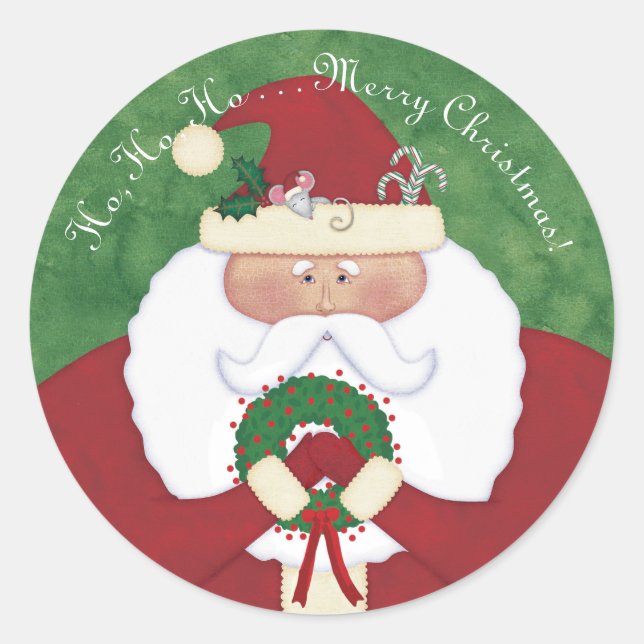 Christmas Eve Santa Classic Round Sticker (Front)