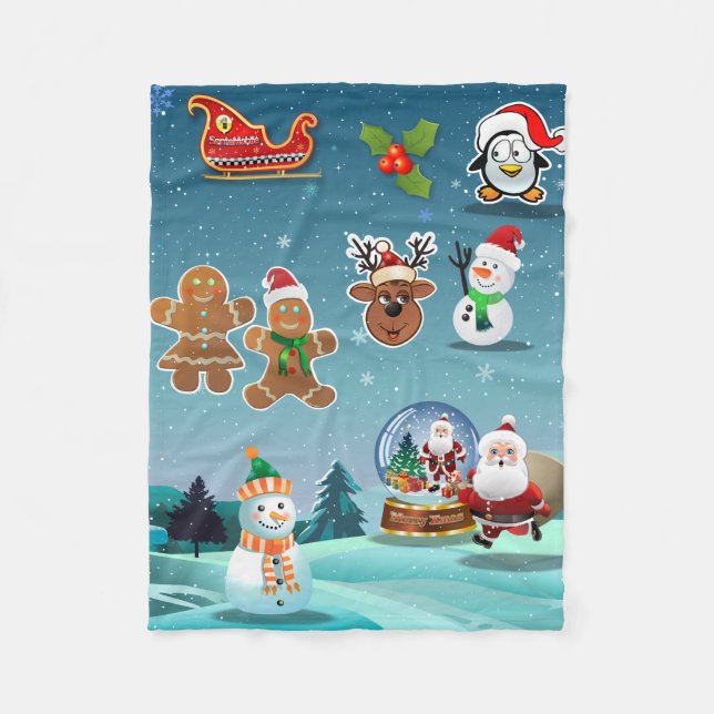 Christmas Eve Scene Fleece Blanket (Front)