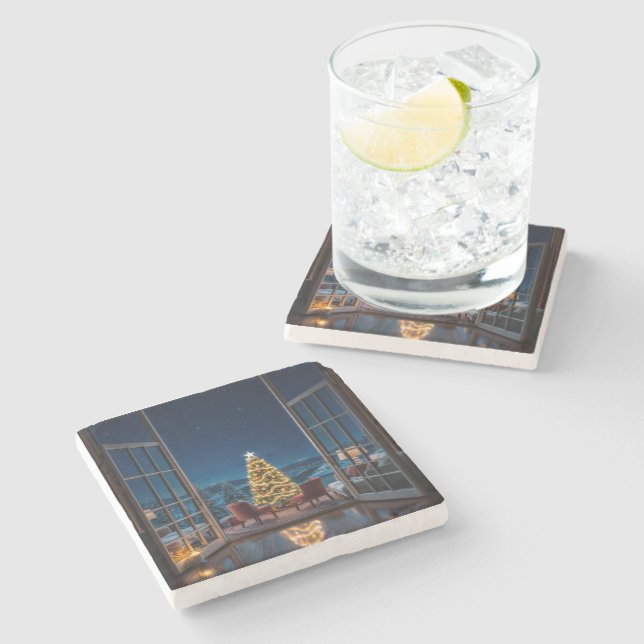 Christmas Eve Serenity Stone Coaster (Side)