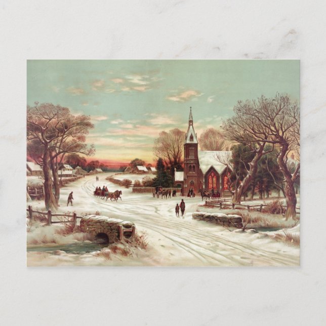 Christmas Eve Winter Scene postcard (Front)