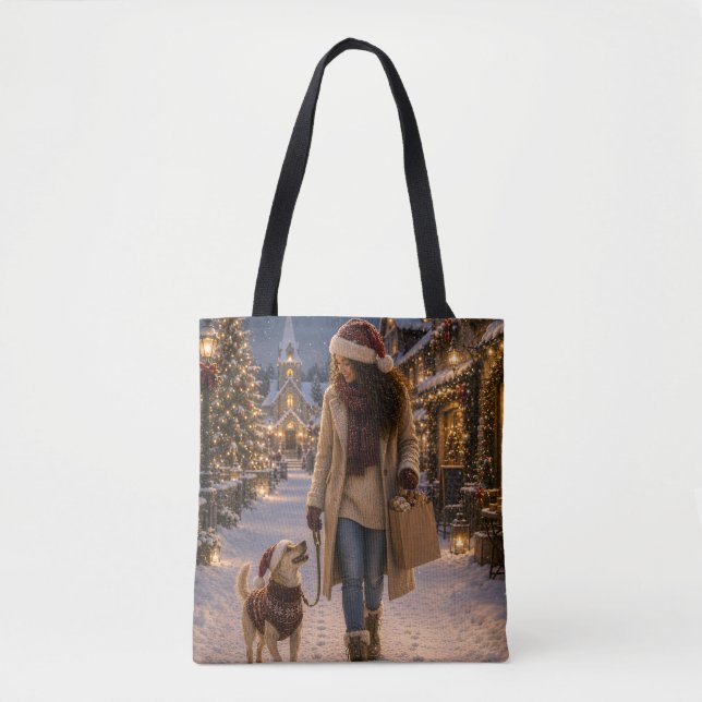Christmas Evening Walk with Lina Tote Bag (Front)