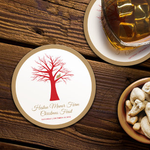 Christmas event partridge in a tree round paper coaster