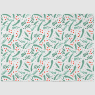 Christmas Evergreen Boughs and Holly Berries Tissue Paper