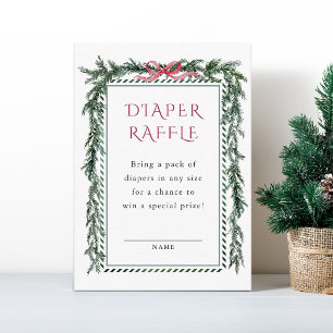 Christmas Evergreen Bow Baby Shower Diaper Raffle Enclosure Card