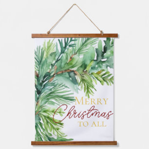Christmas Evergreen Branch Door Sign Hanging Tapestry