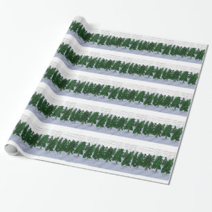 Christmas Evergreens In Snow Xmas Holiday Wrapping Paper