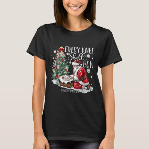 Christmas Every Knee Shall Bow Santa Nativity Scen T-Shirt