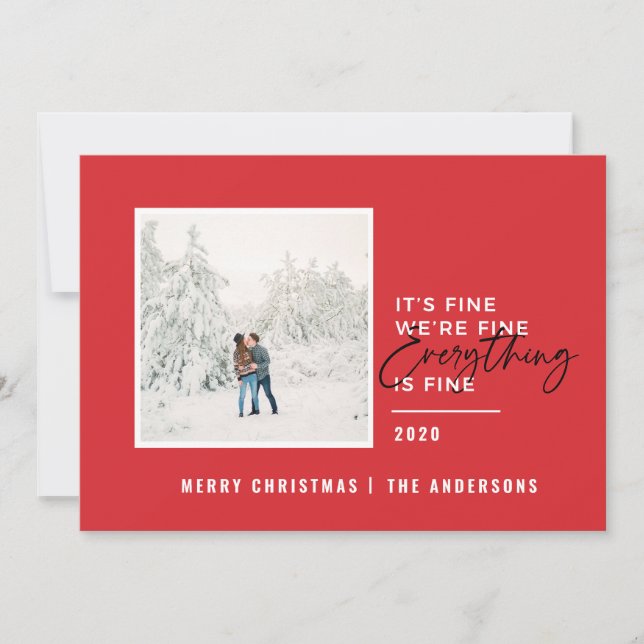 christmas everything is fine typography photo holiday card (Front)