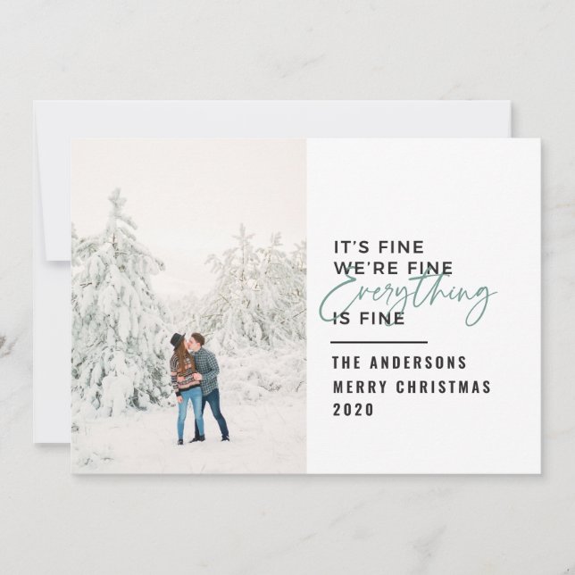 christmas everything is fine typography photo holiday card (Front)
