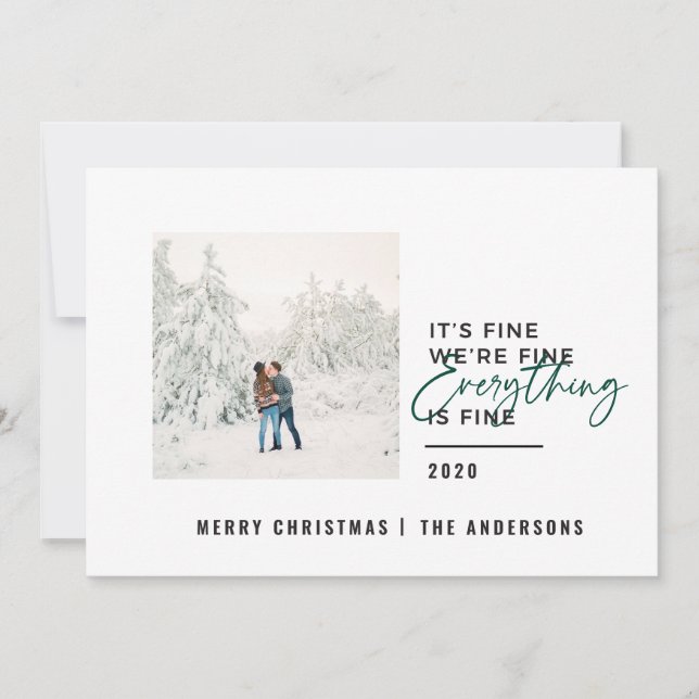 christmas everything is fine typography photo holiday card (Front)