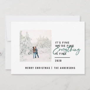 christmas everything is fine typography photo holiday card
