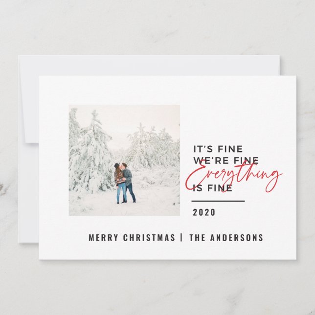 christmas everything is fine typography photo holiday card (Front)