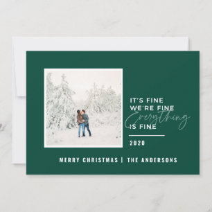 christmas everything is fine typography photo holiday card