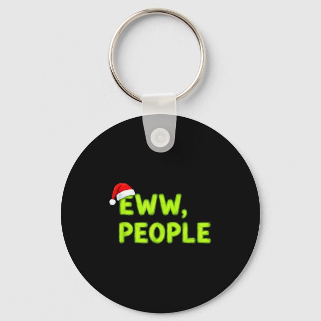 Christmas Eww, People Funny Sarcastic Santa Hat Xm Keychain (Front)