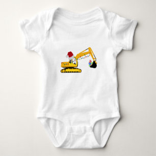 Christmas Excavator Construction Truck  Baby Bodysuit