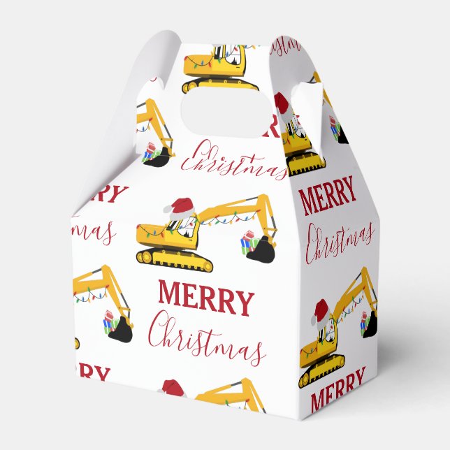 Christmas Excavator Construction Truck  Favor Box (Front Side)