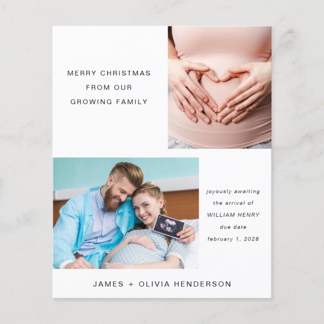 Christmas Expecting Growing Family Photo Card (Front)