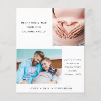 Christmas Expecting Growing Family Photo Card