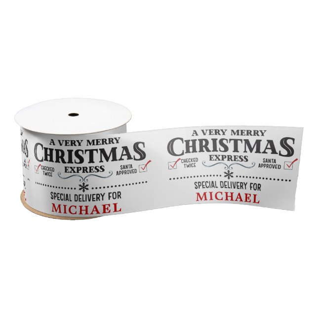 Christmas Express Delivery Personalized Name Satin Ribbon (Spool)