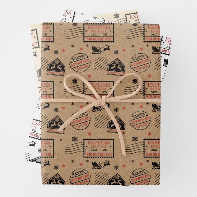 Christmas Express Delivery Wrapping Paper Sheet (In situ)