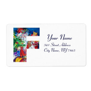 CHRISTMAS F LETTER / SANTA WITH CHRISTMAS TREE