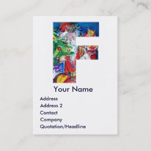 CHRISTMAS F LETTER / SANTA WITH CHRISTMAS TREE BUSINESS CARD