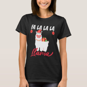 Christmas FA LA LA LA LLAMA Santa Moustache Xmas T-Shirt