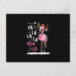Christmas - Fa-La-La Mingo Flamingo With Christmas Announcement Postcard