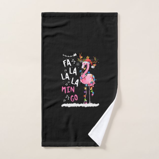 Christmas - Fa-La-La Mingo Flamingo With Christmas Hand Towel (Hand Towel)