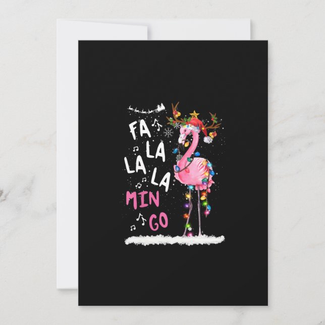 Christmas - Fa-La-La Mingo Flamingo With Christmas Invitation (Front)