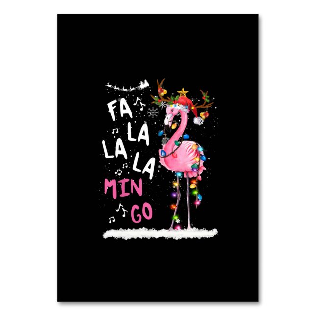 Christmas - Fa-La-La Mingo Flamingo With Christmas Table Number (Front)