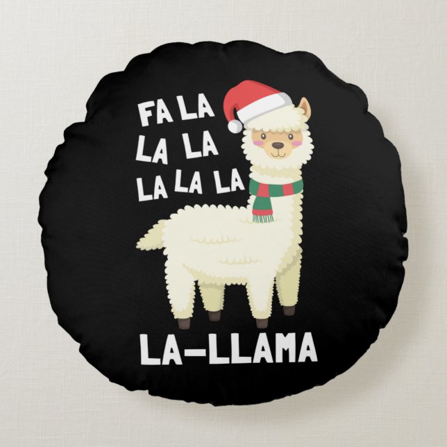 Christmas Fa La Llama Essential Round Pillow (Front)