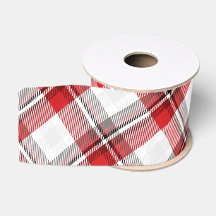 Christmas Fabric Plaid & Gingerbread Santa Grosgrain Ribbon