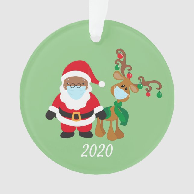 Christmas Face Mask Santa Reindeer Ethnic 2020 Ornament (Front)