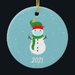 Christmas Face Mask Snowman 2020 Ceramic Ornament<br><div class="desc">This design was created though digital art. It may be personalized in the area provided or customizing by changing the photo or added your own words. Contact me at colorflowcreations@gmail.com if you with to have this design on another product. Purchase my original abstract acrylic painting for sale at www.etsy.com/shop/colorflowart. See...</div>
