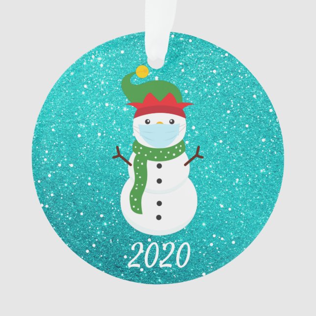 Christmas Face Mask Snowman 2020 Quarantine Ornament (Front)