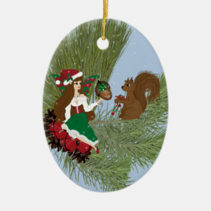 Christmas Faery and Squirrel Ornament