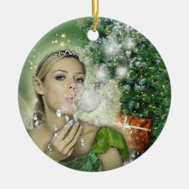 Christmas Fairy Ceramic Ornament (Front)